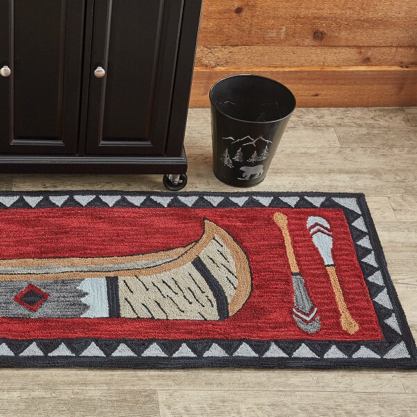 Wilderness Canoe Hooked Rug Runner 2' x 6' Park Designs